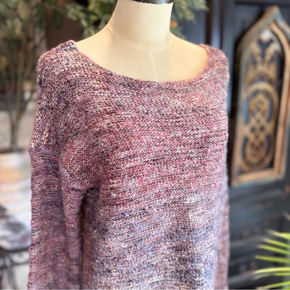 American Eagle soft oversized heathered mauve cozy sweater boat neck - Picture 10 of 14